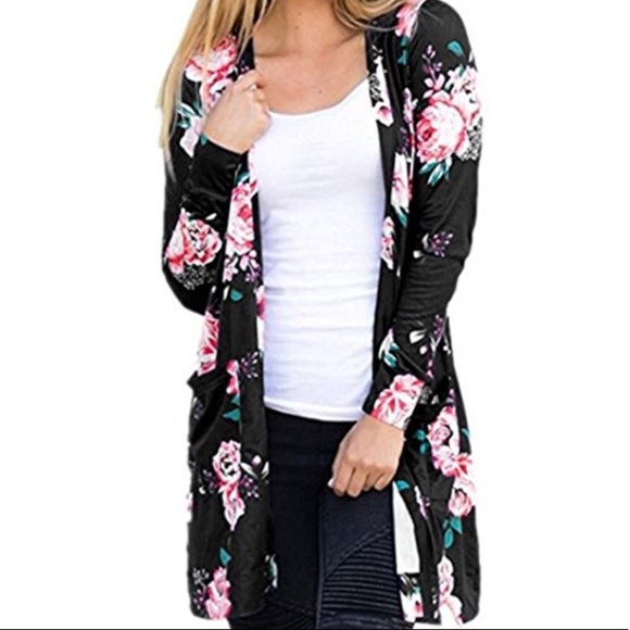 Boho Long Sleeve Floral Print Kimono Cardigans - Picture 1 of 4